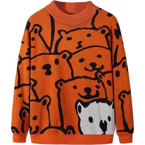 KKSKY Sweater Man Cartoon Bear Winter Men Clothing Fashion Long Sleeve Knitted Pullover Sweater Homme 2020 New Cotton Coat Homme