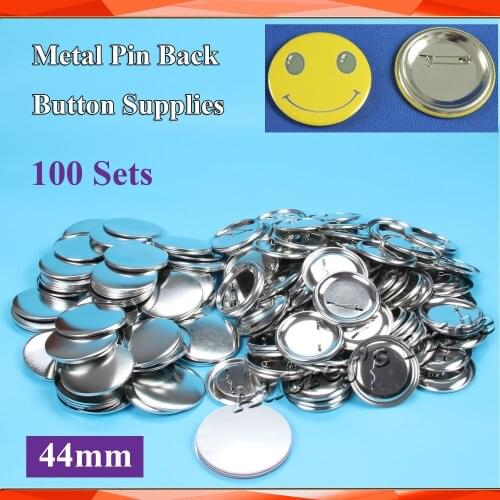 1-3/4" 44mm 100Sets NEW Professional All Steel Badge Button Maker Pin Back Metal Pinback Button Supply Materials