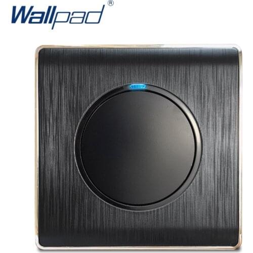 Wallpad 1 Gang 2 Way Random Click Wall Light Switch With LED Indicator Black PC Brushed Panel For Home