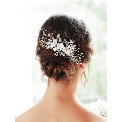 The New Hair Brush On The Shelf Hand-made Ceramic Flower Hair Ornaments Bridal Headdress Veil Accessories