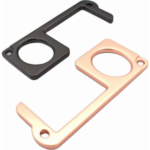 Rose gold Door Opener Touchless Antimicrobial Tool Button Pusher Bottle Opener Keychain Hand Free Key Hygienic Opener - 2pcs