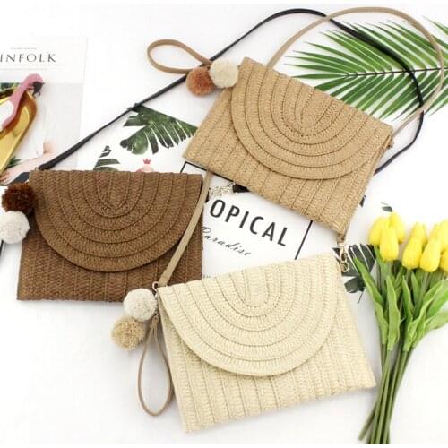 Women Girls Rattan Straw Bag Woven Square Handbag Crossbody Beach Summer Bali Island Bohemia Boho Flap Messenger Bags