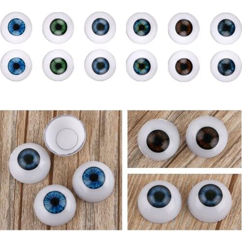 1 Pair 20/22/24mm Realistic Half Round Hollow Back Fake Eyes Doll Eyeballs for DIY Prop Doll Bear Animals Making Mask Eyes Toys