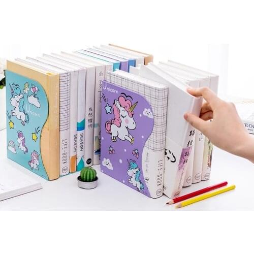 1PCS New Arrived Kawaii Christmas Birthday Party Holiday Gift For Children Cute Unicorn Telescopic Metal Bookshelf 4 Styles