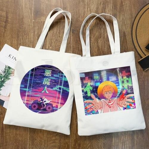 Harajuku Manga Debiruman Devilman Crybaby Anime Handbags Shoulder Bags Casual Shopping Girls Handbag Women Elegant Canvas Bag