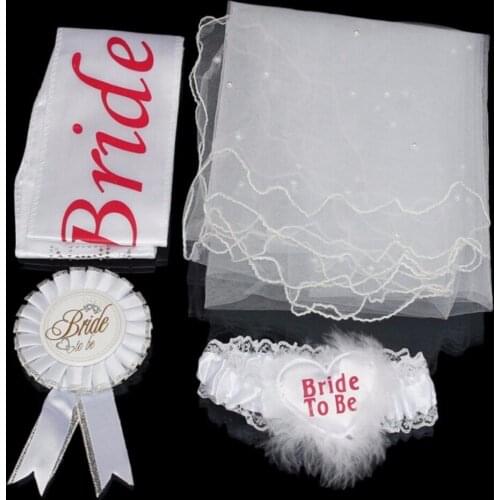 Wedding decoration party supplies team party wedding party supplies Bride to be bride shoulder strap legs circle badge veil set