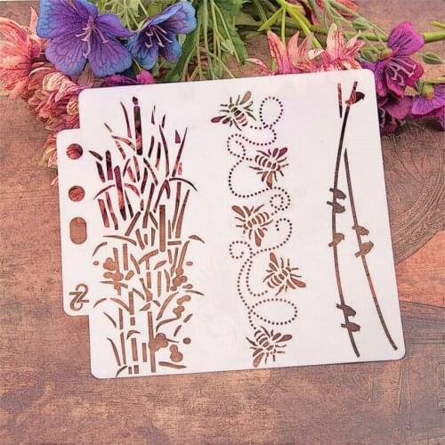 14.1*13 butterfly Bouqu scrapbook stencils spray plastic mold shield DIY cake hollow Embellishment printing lace ruler Easter