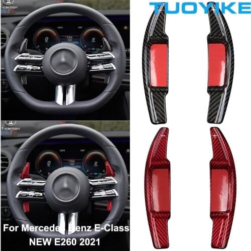 Car Styling Real Carbon Fiber Steering Wheel Shifter Paddle Extension For Mercedes BENZ NEW E-Class E260 E300 E350 2021 Interior