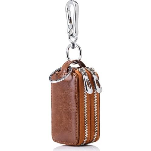 Unisex Fashion Solid Genuine leather double layers Car and home key holder key case housekeeper organizer wallet for keys