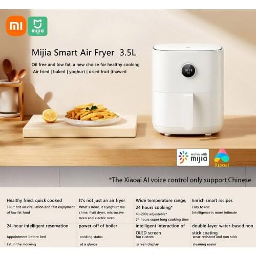 Xiaomi Mijia Smart Air Fryer 3.5L 1500W Air Fryer Touch Controls Oil-free Healthy Timing Smart Menu Mijia APP Control