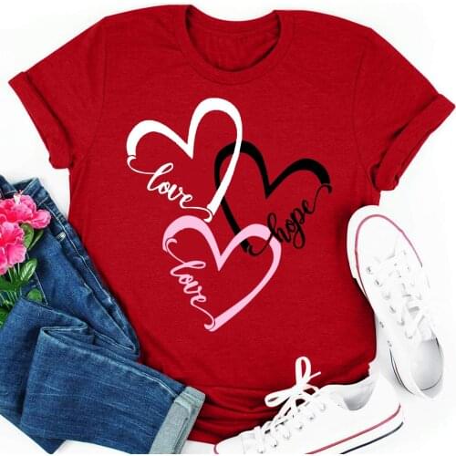 2021 Women Valentines Day Love Printed T Shirt Harajuku Casual Aesthetic Tee Solid Color Top Short Sleeve T-shirt Streetwear
