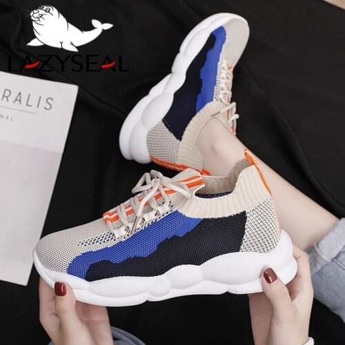LazySeal Air Mesh Women Ankle Boots Shoes Height Increasing Breathable Platform Sneakers Round Toe Lace-up Womans Walking Shoes