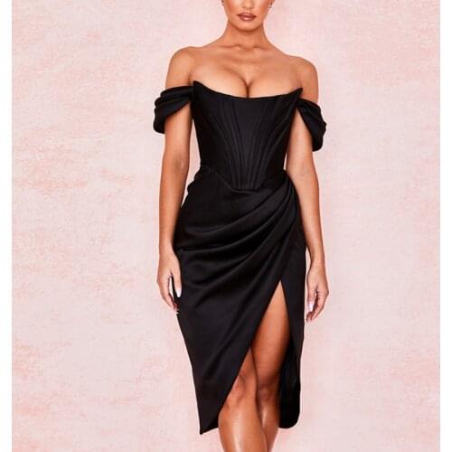 Womens dress one shoulder open back high waist slim bra split buttock dress