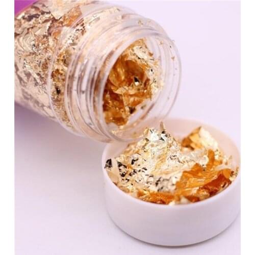 1 Bottle Decorative Gold Leaf Flakes Gold Silver Confetti Diy Nail Art Paiting Candle Mold Decorating Foil Paper Party Supplies