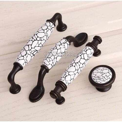 10PCS European Style Kitchen Door Furniture Handles Ceramic Cupboard Wardrobe Drawer Dresser Cabinet Pull Knobs&Handles