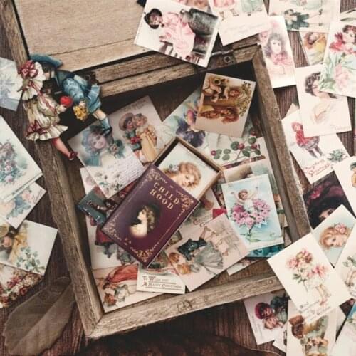 100pcs/box Vintage Story Kraft Paper Diary Scrapbooking DIY Card Making Bullet Journaling Accessories LOMO Cards memo paper
