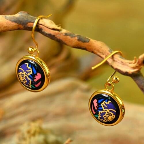 2020 new Peony Series Enamel Earrings Fashion Cloisonne Jewelry Fishhook Earrings rfor Woman Ring Pendant bracelet