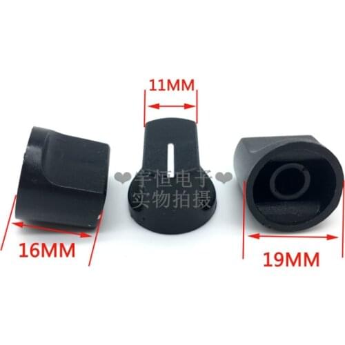3 Pieces Black Plastic Duckbill In-Line Knob Diameter 19MM Height 16MM Flower Shaft Hole Potentiometer Encoder Knob Cap
