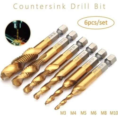4341 Drill Bits Hex Shank Titanium Plated Screw Thread Metric Tap Drill Bits Screw Machine Compound Tap DIY Tool Parts