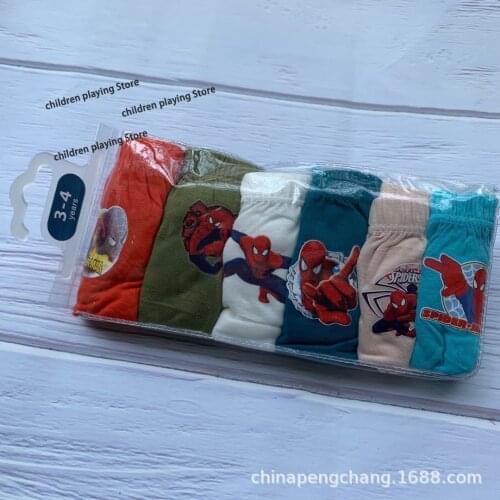 6pcs Marvel Spider-Man Childrens Briefs Captain America Cartoon Shorts Baby Boys Cotton Panties Kids Briefs Fro3-14 Years Old