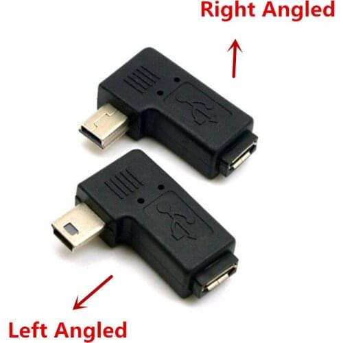 90 Degree Left & Right Angled Mini USB 5pin Male to Micro USB Female Data Sync Power Adapter