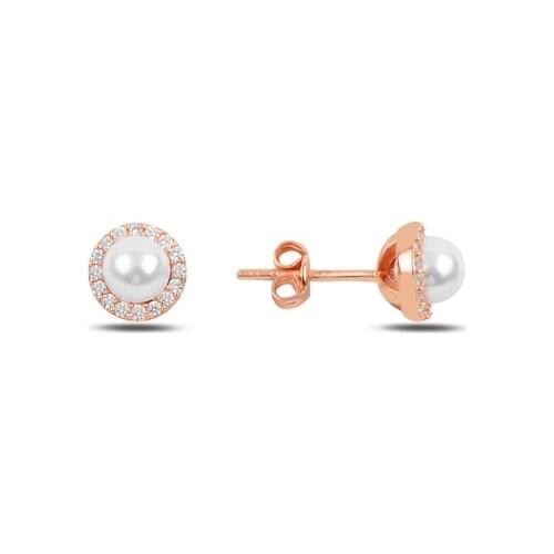 925 sterling silver rose gold plated pearl earrings