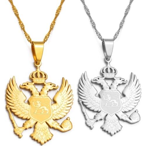 Anniyo Montenegro Pendant Necklaces for Women Girls Montenegro Eagle Jewelry Stainless Steel #127521