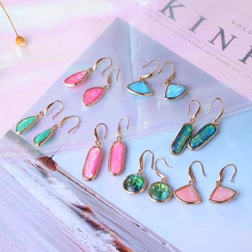 Boho Korean Colourful Crystal Earrings Fashion Teardrop Geometric Dangle Earrings for Women Luxury Glass Jewelry Aretes