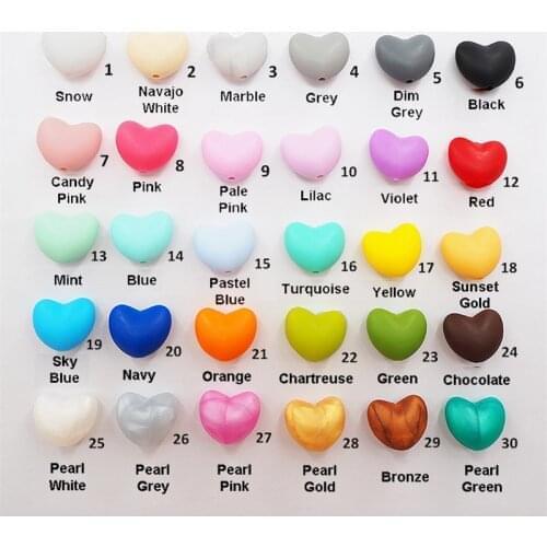 Chengkai 100pcs Silicone Heart Beads DIY Baby Shower Pacifier Teething Jewelry Toy Accessories Chew Making Bead