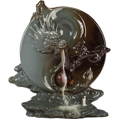Dragon Incense Holders Ceramic Backflow Handcraft Incense Burner Creative Home Decor Incense Stick Holder Censer With Crystal Ba
