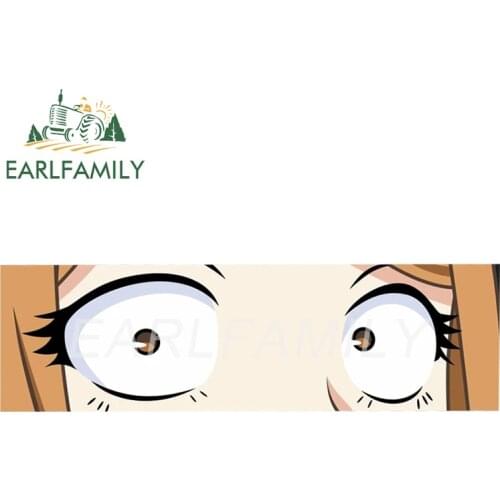 EARLFAMILY 15cm x 4.5cm Anime Saya Peek Eye Slap Vinyl Decal JDM Helmet Window Bumper Car Stickers Cartoon Girl Eyes Graphics