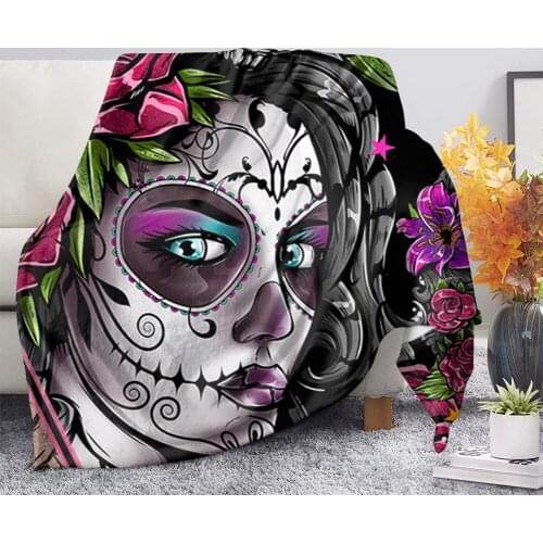 Upetstory 3d Day of Dead Fleece Blankets Adult Kids Sherpa Blanket Fashion Cool for Boys Quilts Home Office Washable Duvet Cover