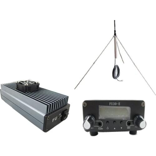 Fmuser FU-30E 30W FM Transmitter FM output power amplifier exicter + GP100 1/4 wave FM antenna with power adapter A KIT
