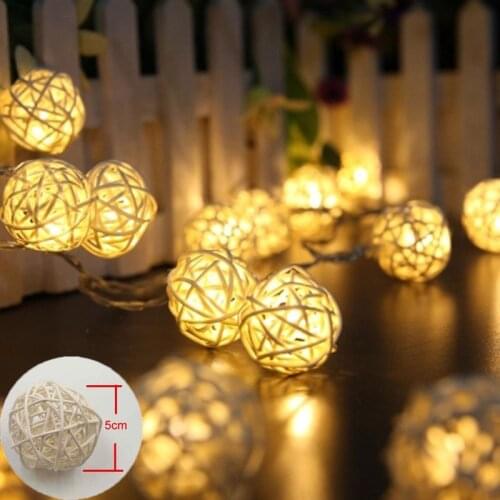 5M 10m String Fairy Lights Rattan Ball Lights LED Christmas Lights Outdoor Guirlande Lumineuse Led Garland Luces Decorativas