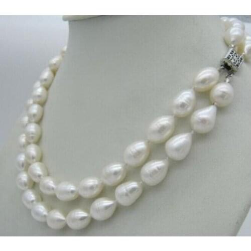 HOT AAA 9-10MM baroque REAL SOUTH SEA WHITE PEARL NECKLACE 18-19