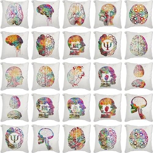 Cotton Linen Medicine Christmas Pillow Case Watercolor Neural Network Square Pillow Cover Nordic Cushion Cover Pillowcase Throw