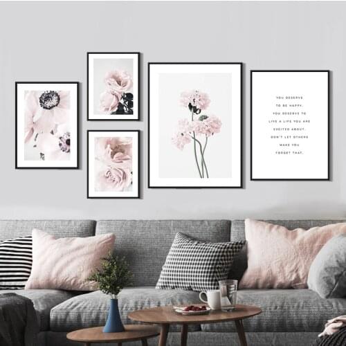Plant Flower Canvas Painting Modern Pink Flower Home Decoration Picture Nordic Art Wall Personality Bedroom Living Room Poster