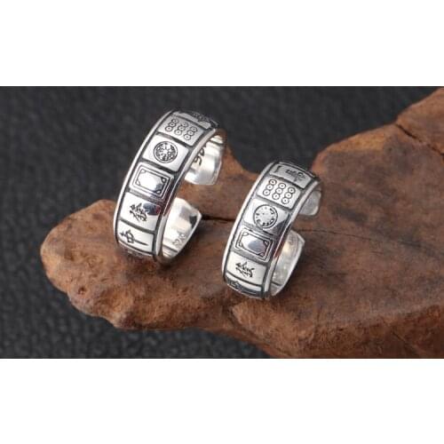 925 STERLING SILVER mahjong Lover RING jewelry Lucky A2776