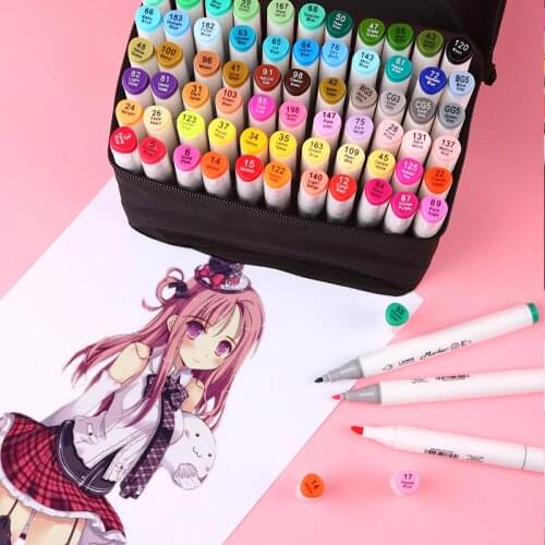 1PCS Optional 168 Color Matching Art Markers Brush Pen Sketch Alcohol Based Markers Dual Head Manga Drawing Pens Art Supplies