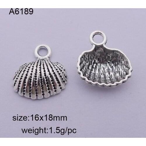 Cute Shell Charms Pendants Jewelry DIY 50pcs 16x18mm Antique Silver
