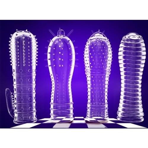 Male Enlargement Condom Penis Extension Condom Delay Safer Contraception Reusable Penis Sleeve Cock Ring Sex Toys for Men