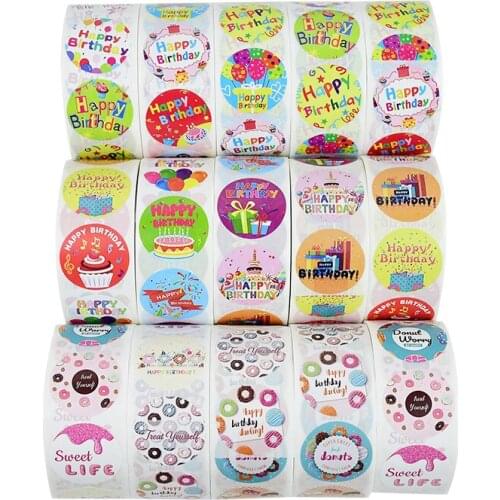 9 Styles Round Birthday Seal Stickers Adhesive Label Homemade Bakery Gift Packaging Scrapbooking Kids Favor