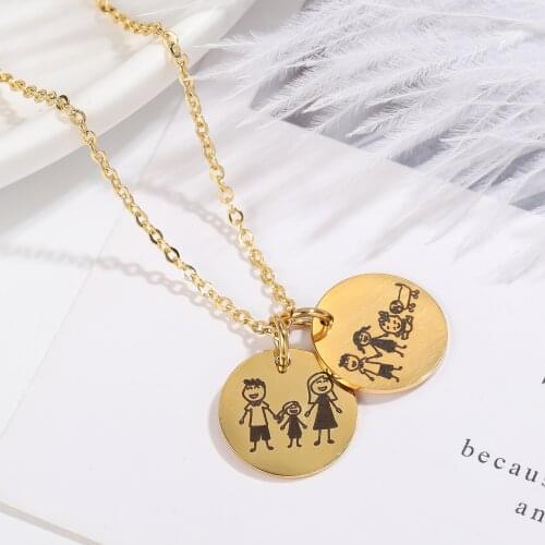 Custom Name Engraved Family Member Coin Pendant Stainless Steel Necklace Personalized Necklace For Women Anniversary Gift