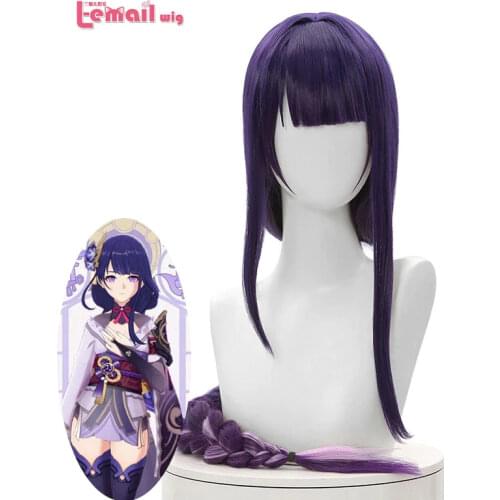 L-email wig Genshin Impact Baal Cosplay Wig Raiden Shogun Cosplay Wig 100cm Long Graident Purple Braided Wigs Synthetic Hair