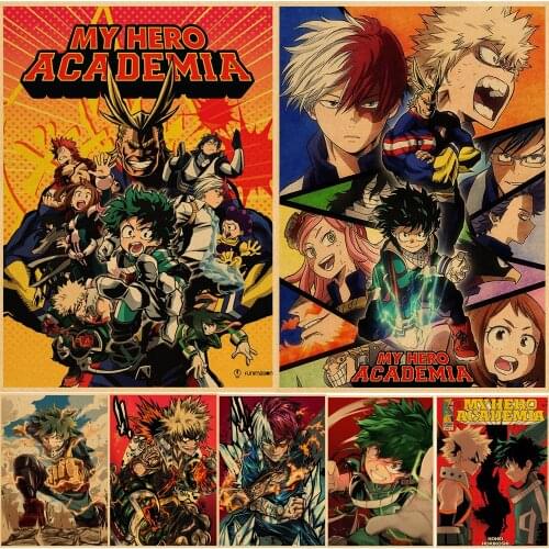 Janpnese Anime My Hero Academia retro posters kraft wall paper High Quality Painting For Home Decor wall stickers