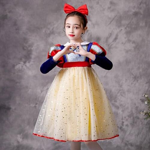 Ruifglab Princes snow white dress New year Halloween Party Dress Childrens Winter Spring Velvet costume
