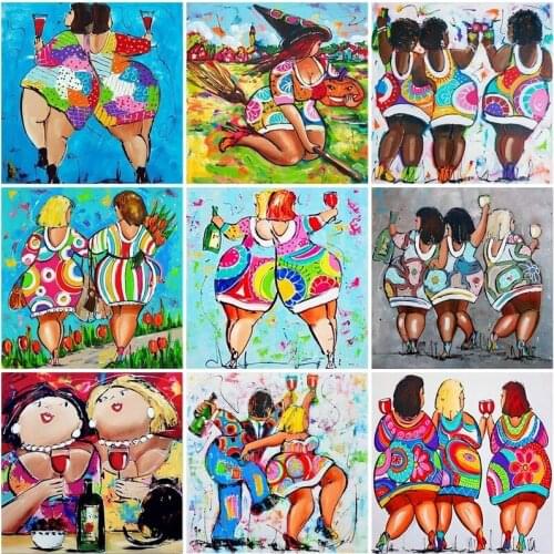 Full Square 5D Diy Diamond Painting Sexy Women Diamond Embroidery Cartoon Fat Ladies Cross Stitch Rhinestones Mosaic Home Decor