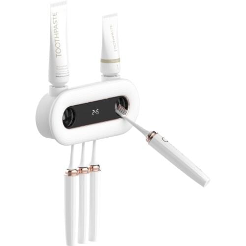 Professional Healthy and Clean Toothbrush Holder, 4 Toothbrush Holder 5-Minute Timer LED Display Wireless Wall Mounted Family