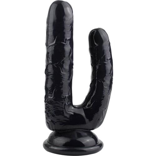 Realistic Double Ended Dildo Sex Toy for Women or Couples Dual Sided Headed Penetration Dong Device with Simulated Penile Sucker