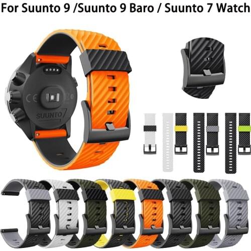 Silicone Watch band Strap for Suunto Spartan Sport/Sport wrist hr for Suunto 9 baro/ D5 Watch 24mm Replacement Sport Bracelet